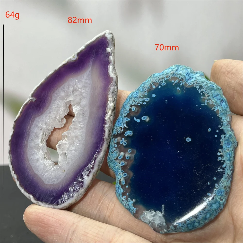 Crystal Natural Agate Red Blue Slab Slice Geode Mineral Healing Reiki Home Energy High Stone Quartz  Quality Decoration+Stand