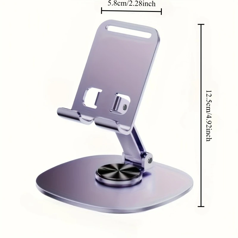 Carbon Steel Phone Stand - Waterproof, 360° Rotating Desk Mount with 2-Stage Adjustable & Foldable for Office and Bedstand Use