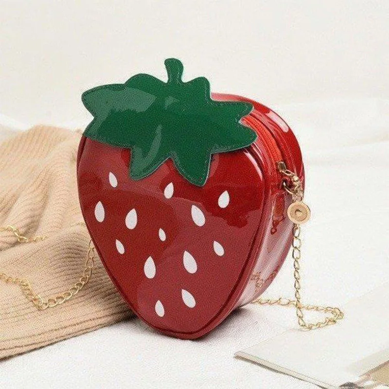 fashion Women's Bag 2024 New Red Strawberry Chain Crossbody Girl Heart Cute Small Bag Shaped Bag Gift for Women Friends Holiday/Daily Use/Gift