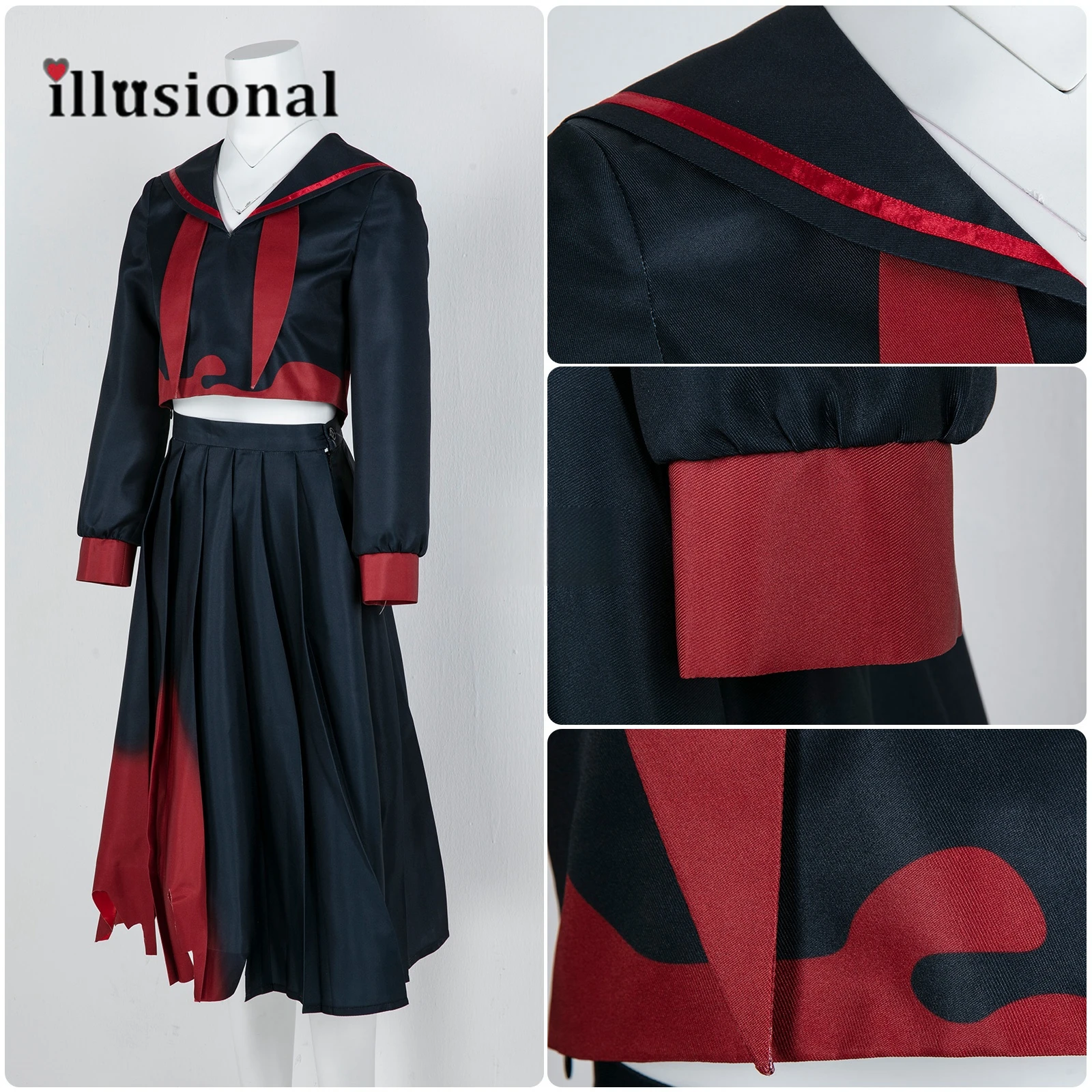 illusional Blue Archive Kenzaki Tsurugi Cosplay Costume Anime Kenzaki Tsurugi Top Skirt Hallween Costumes