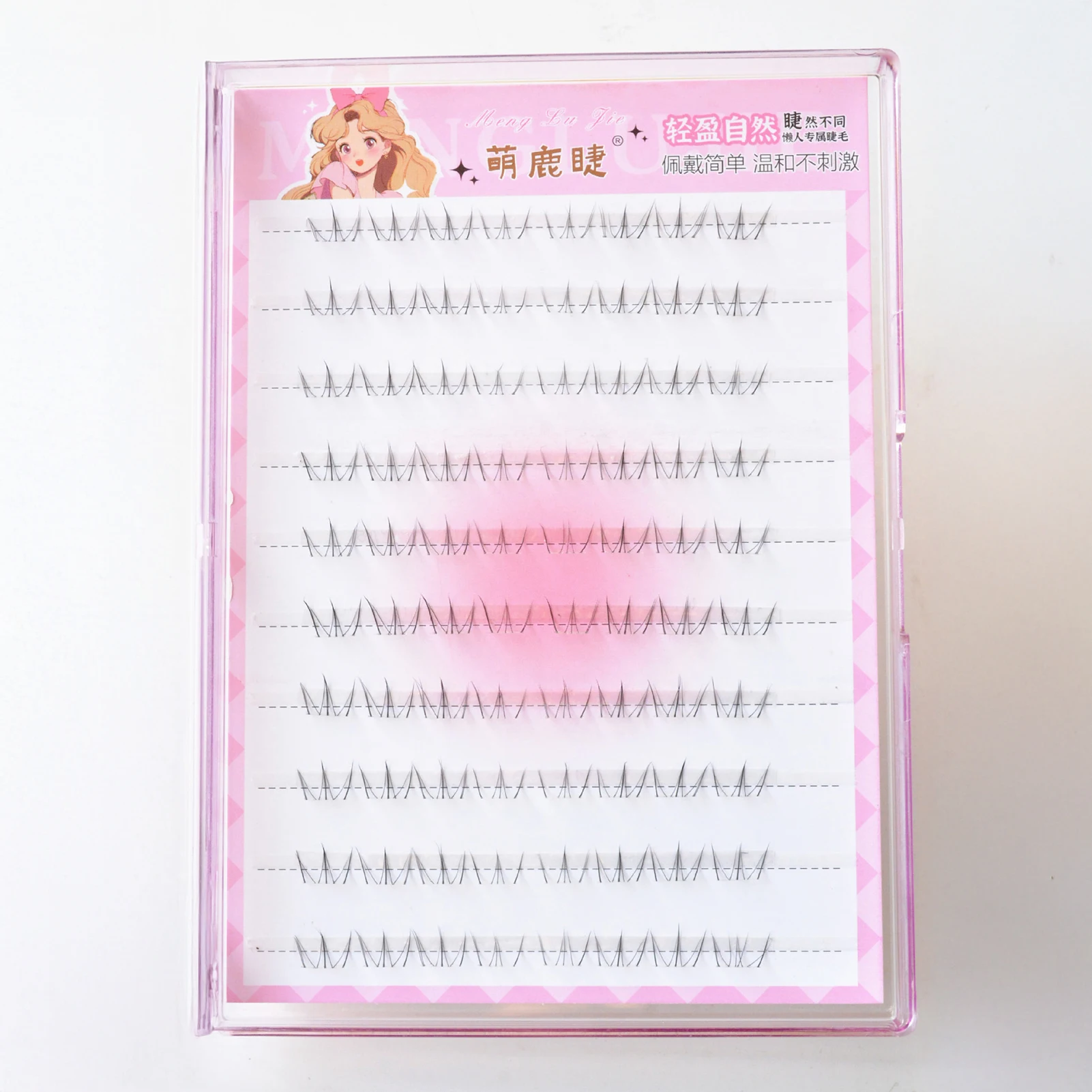 Natural Curl Lower False Eyelashes Transparent Band Cat Style Bottom Lashes Extension Mixed 5-6mm Comic Under Eye Lashes