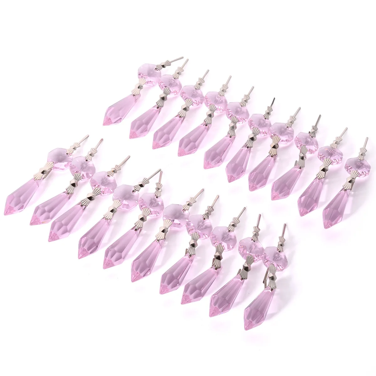 20pcs Crystal Icicle Pendant Chandelier Prisms Drops Lamp Candle Holders Curtain DIY Parts
