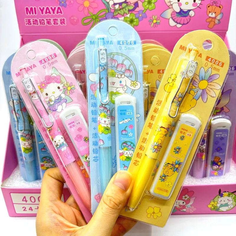 4/12/24pcs New Sanrio Activity Automatic Pencil Set 0.5mm High Appearance Smooth Office Supplies Student Gift Wholesale