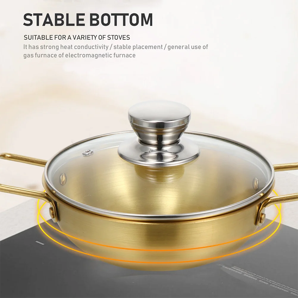 

Stainless Steel Korean Ramen Pot with Glass Lid Non-Stick Soup Pot Kitchen Cooking Tool for Noodles Porridge Soup