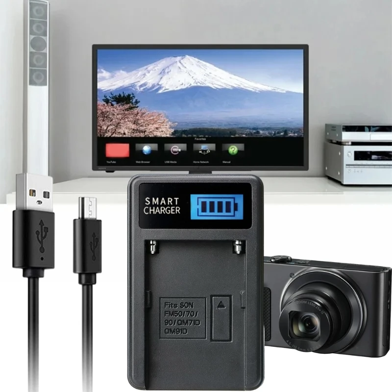 Handige LCD Micro USB-batterijladers voor NPF550/F750/F960-camera's