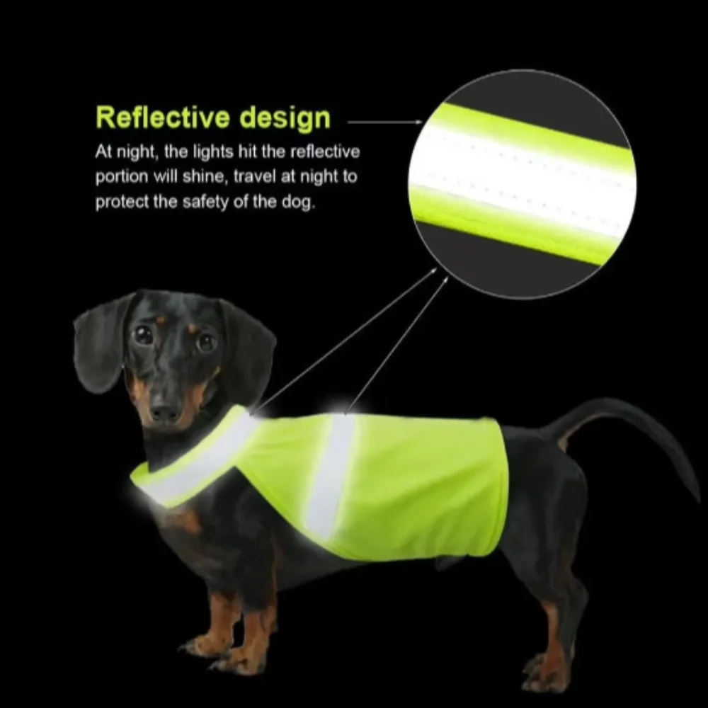 Reflective Dog Safety Vest Adjustable Breathable Puppy Visibility Jacket Bright Orange Protective Pet Fluorescent Clothes