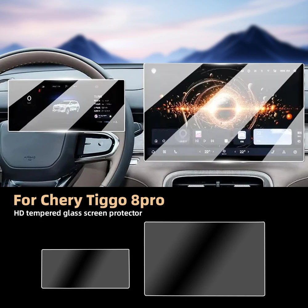 Película Protetora de Vidro Temperado para Carro Chery Tiggo 8 Pro 2025 - Protetor de Tela de Navegação GPS Automotiva e Acessórios Internos