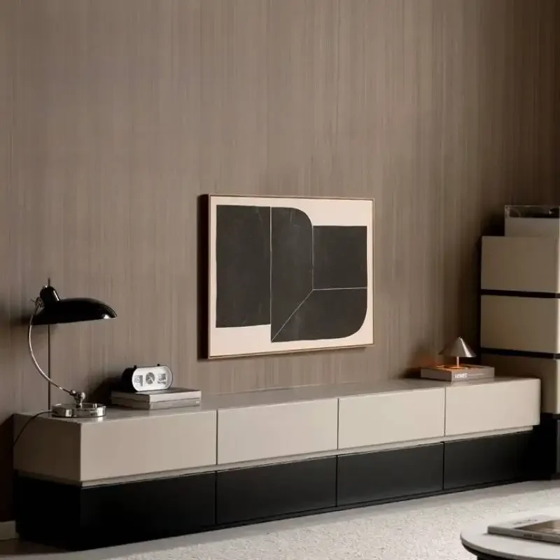 Decorative Compact Sophisticated Low Tv Cabinet Long Sleek Functional Walnut Stylish Tv Cabinet Meuble Salon Indoor Furniture