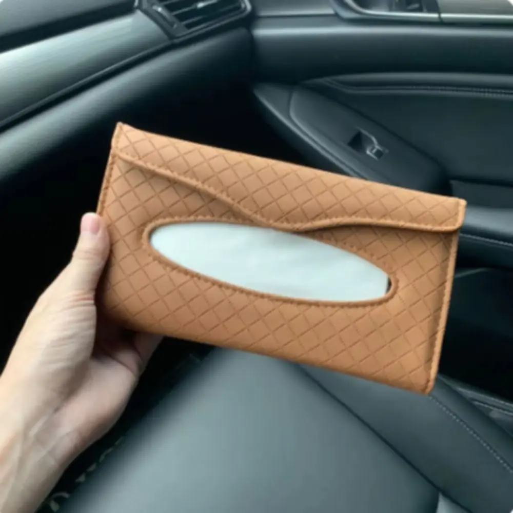 

Simple Design Car Tissue Box PU Leather Car Hanging Auto Sun Visor Tissue Case Car Decor Universal Car Napkin Holder Dispenser
