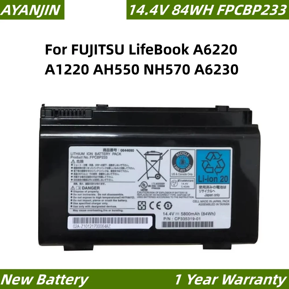 FPCBP175 176 FPCBP198 FPCBP199 FPCBP233 FPCBP234 14.4V 84Wh Laptop Battery For FUJITSU LifeBook A6220 A1220 AH550 NH570 A6230