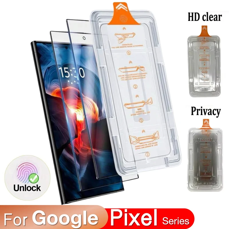 10pcs Quick Installation HD Clear Privacy Tempered Glass Screen Protector For Google Pixel 10 9 Pro XL 8A 8 9A 6A 7 7A 5G 4G