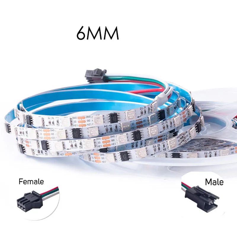 Tira de luces LED RGB WS2811 estrecha y delgada de 5m, 6mm, 60 leds/m, Color de sueño, direccionable, píxel cambiable, cinta Flexible para correr, atmósfera de 12V