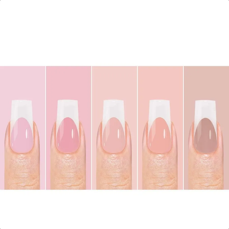 

150Pcs French Tip Pr on Nails Medium Square Fake Nails French False Nails Pink Glossy Full Cover Acrylic Nails Summer Glue on N