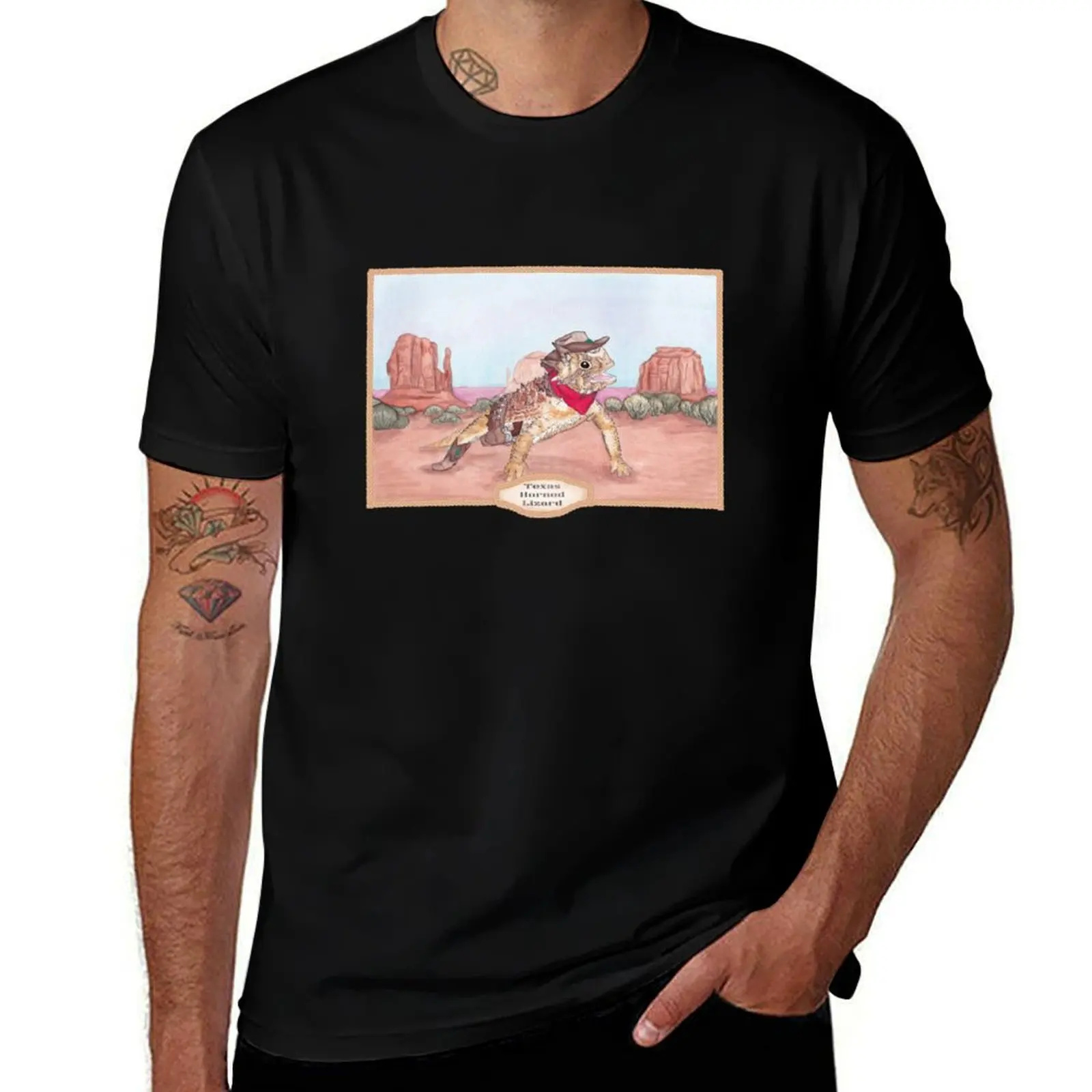 Cowboy Horned Lizard T-Shirt Plus Size Non-Shrink T-Shirt