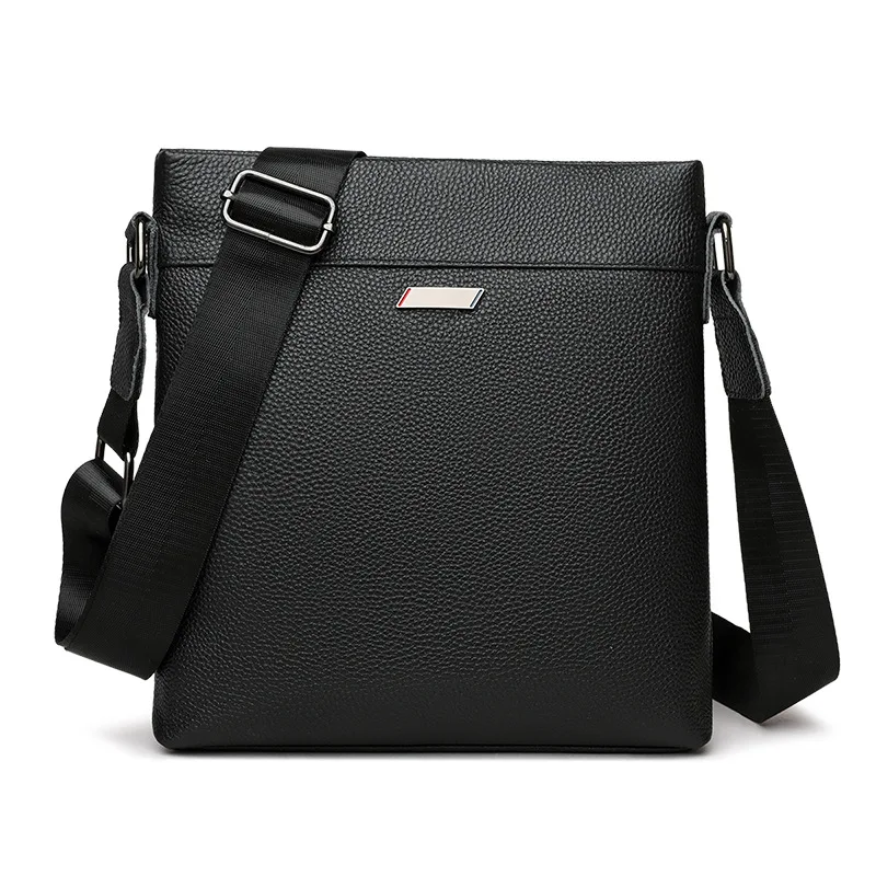 Business Black Messenger Bag for Men Luxury Genuine Leather Designer Crossbody Sling Bags Men's Minimalist Shoulder bags сумка