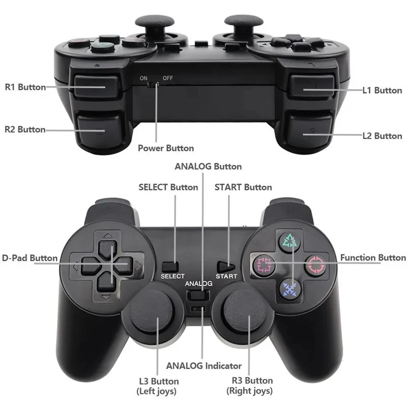 Wireless Gamepad for Sony PS2 Controller for Playstation 2 Console Joystick 2.4G Double Vibration Shock Joypad USB PC Game