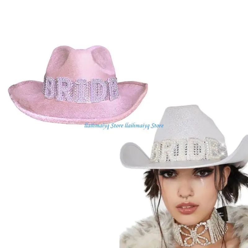 

573B Ultra-flashing Cowgirl Hat with Shimmering Rhinestones for Bachelorette Party