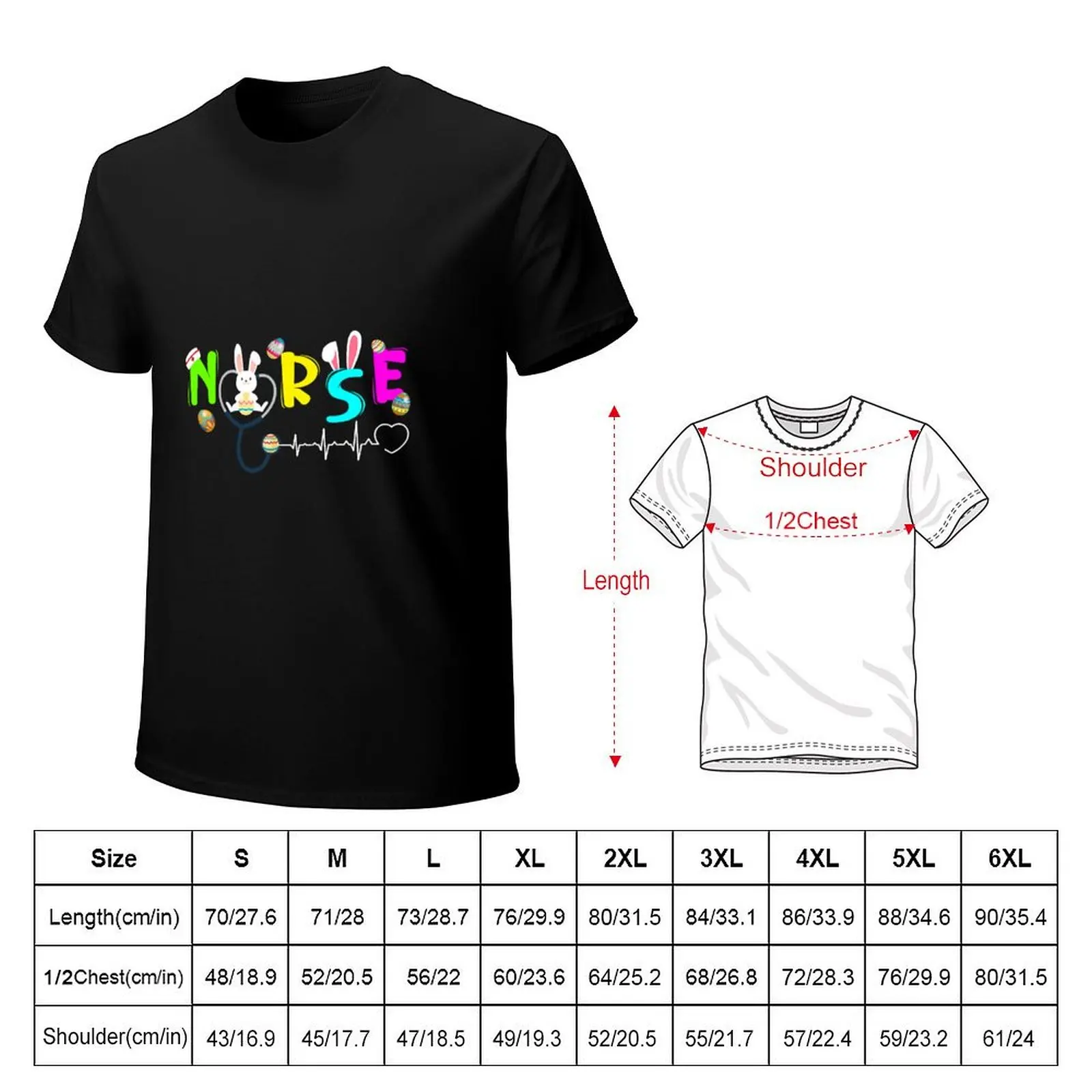 Stethoscope Nurse Tail Easter Bunny T-Shirt Basic Plain Short Sleeve Crew Neck Tee