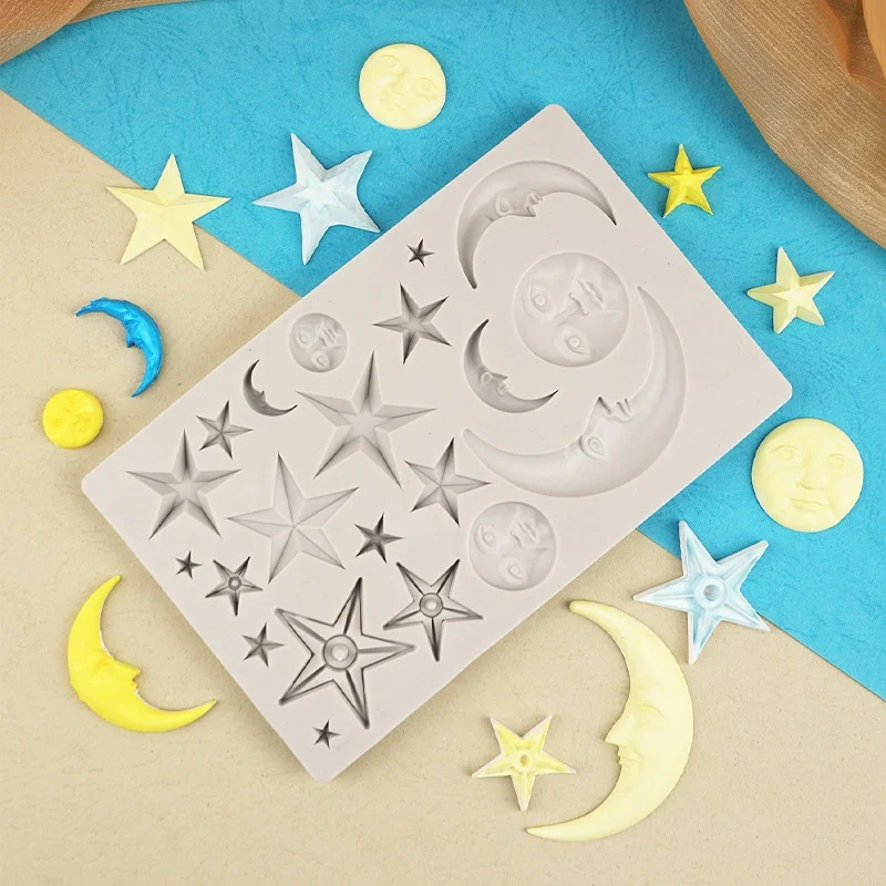 DIY Fondant Chocolate Silicone Mold Star Moon Human Face Cake Border Mold Epoxy Resin Cake Surround Home Baking Decoration Tool