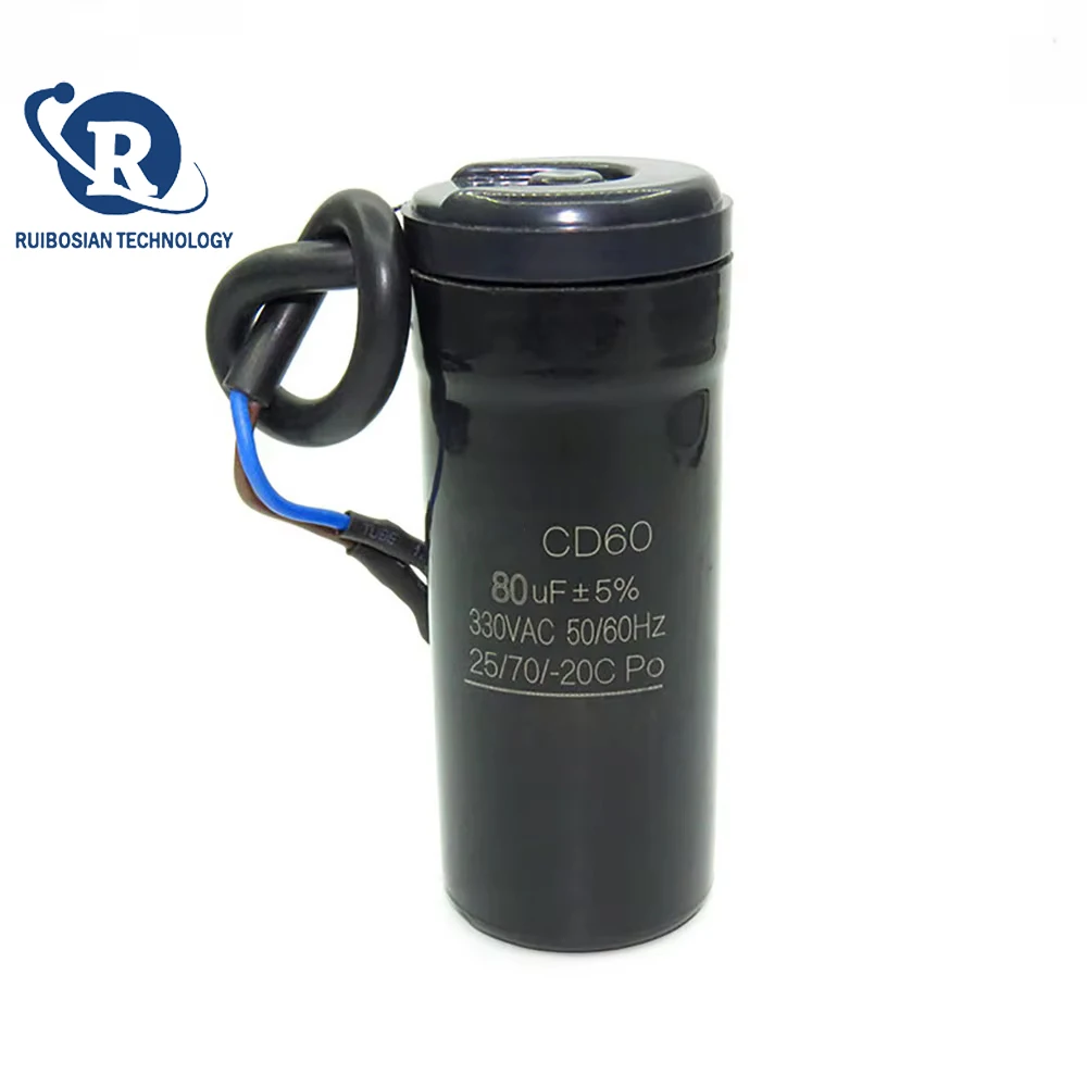 Motor Start Capacitor 330VAC CD60 50HZ 60Hz 47UF,64UF,75UF,80UF,88-108UF Refrigerator Freezer Compressor Starting Capacitor