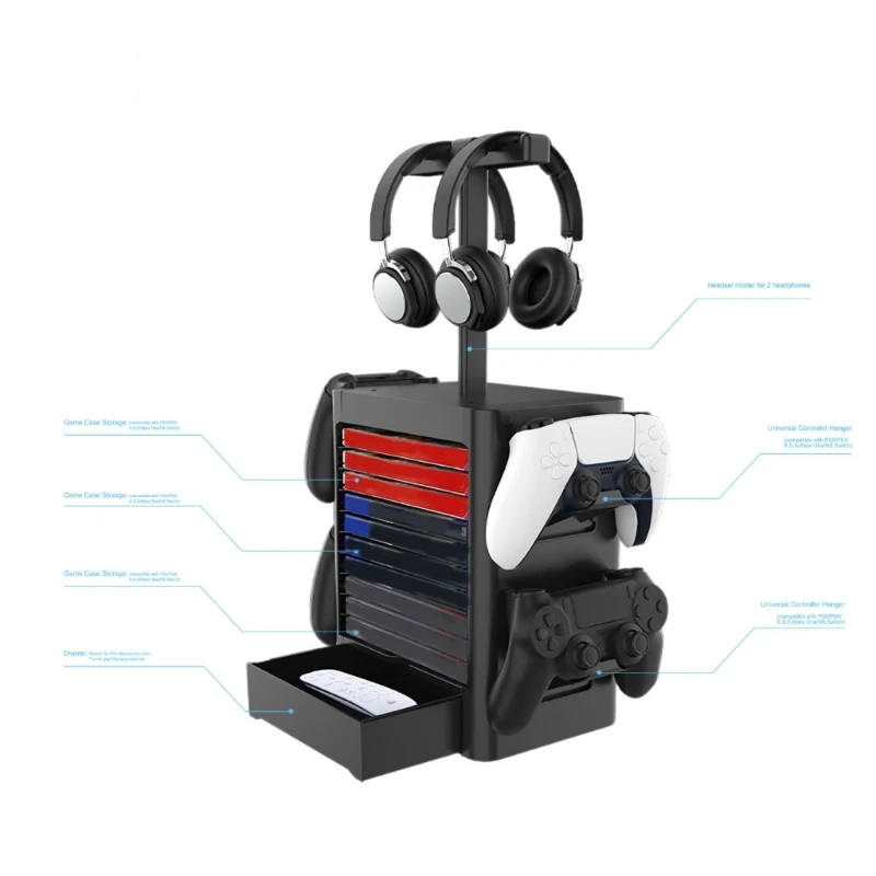 Game Storage Tower Gaming Equipment Stand Securely Stores Controllers Organiser