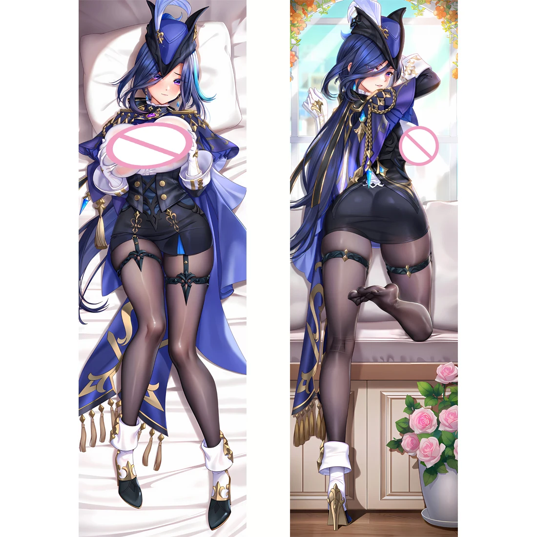 

Genshin Impact Clorinde Dakimakura Waifu, двухсторонняя подушка для обнимания тела, подарок, аниме, сексуальная подушка, чехол для подушки