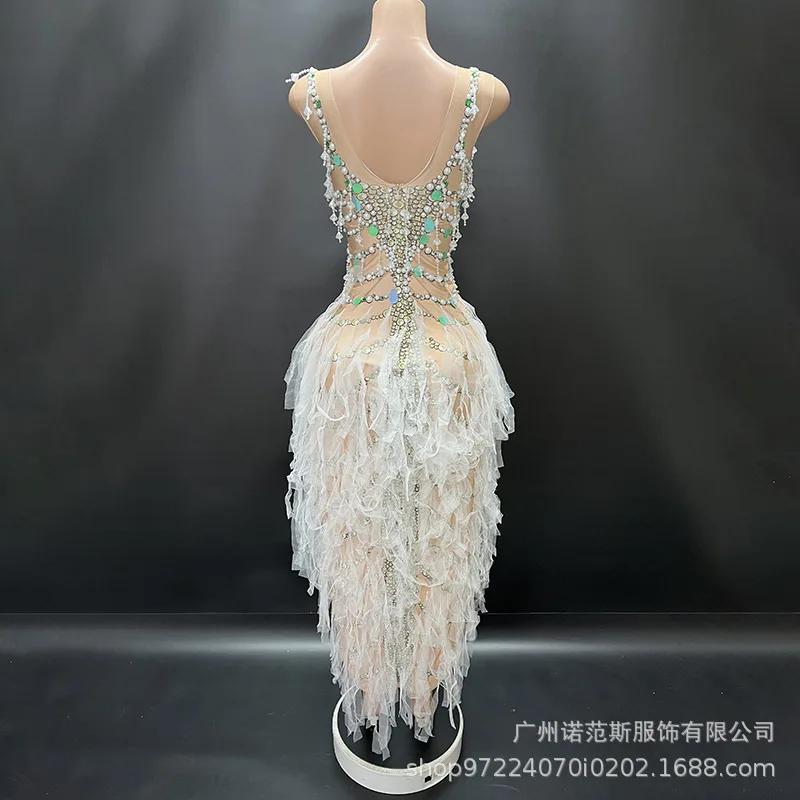 Autumn On The New Sexy Side Split Dance Ballroom Performance Clothes Birthday Party Socialite Live House Wear Vestidos Elegantes