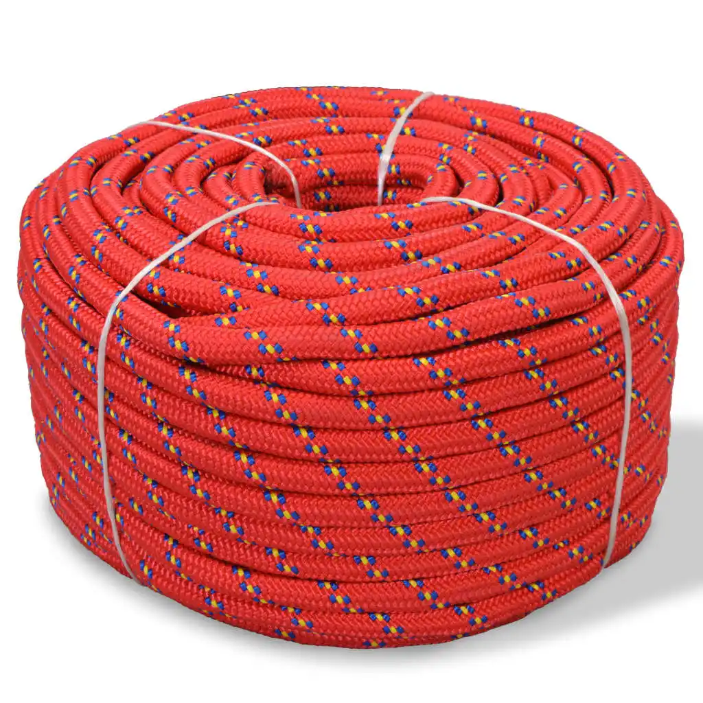Cordes de bateau en polypropylène de 50 m, 100 m, 250 m, 5 m, 8 mm, 500 m, rouge, pour la décoration de fête à domicile, attache de traction, sangle de fixation solide pour la maison