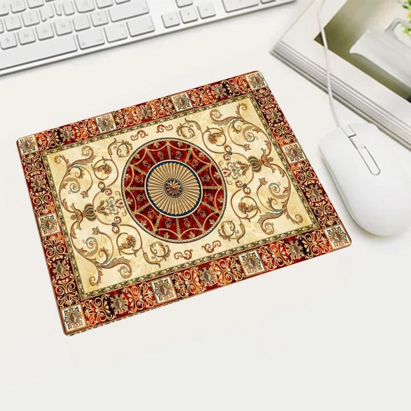 A Persian pattern gaming mousepad durable small non-slip rubber table pad retro style office keyboard mat computer keyboard mats