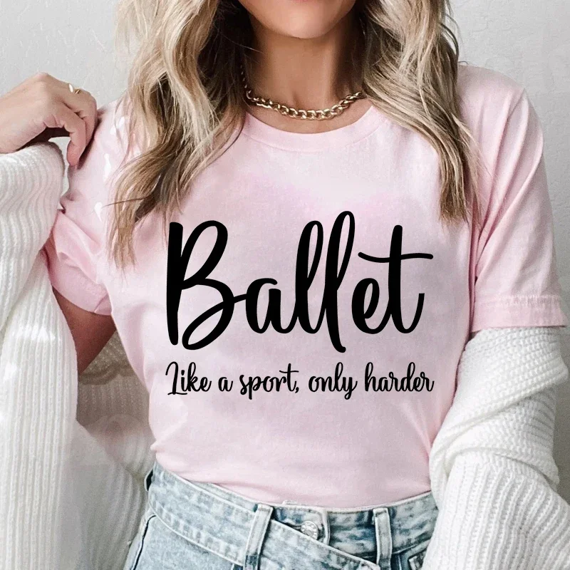 Women T-shirt Fashion Ballet Dancer Print Casual Dancing Ballet Ulzzang Blouse Harajuku Tshirt Ballet Party Tee Graphic Y2k Tops