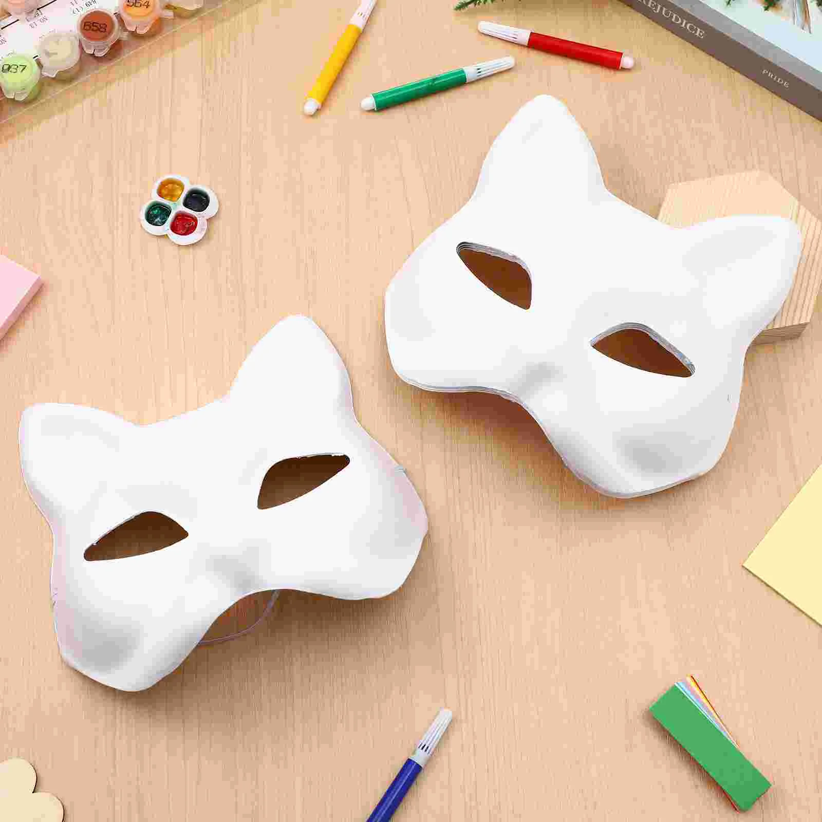 8 Pcs Paper Cat Masks for Crafts Halloween Costumes Pulp Blank Bunny Masquerade Supplies Accessories Couple