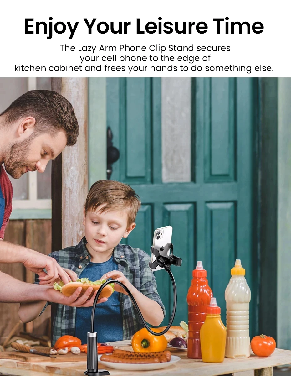 90 cm Telefonhalter Ständer Lazy Bracket Kopfstütze Bett 360 Flexible lange Arme Klemmhalterung für iPhone Samsung und 3,5 ~ 6,7 Zoll Gerät – Detail 5