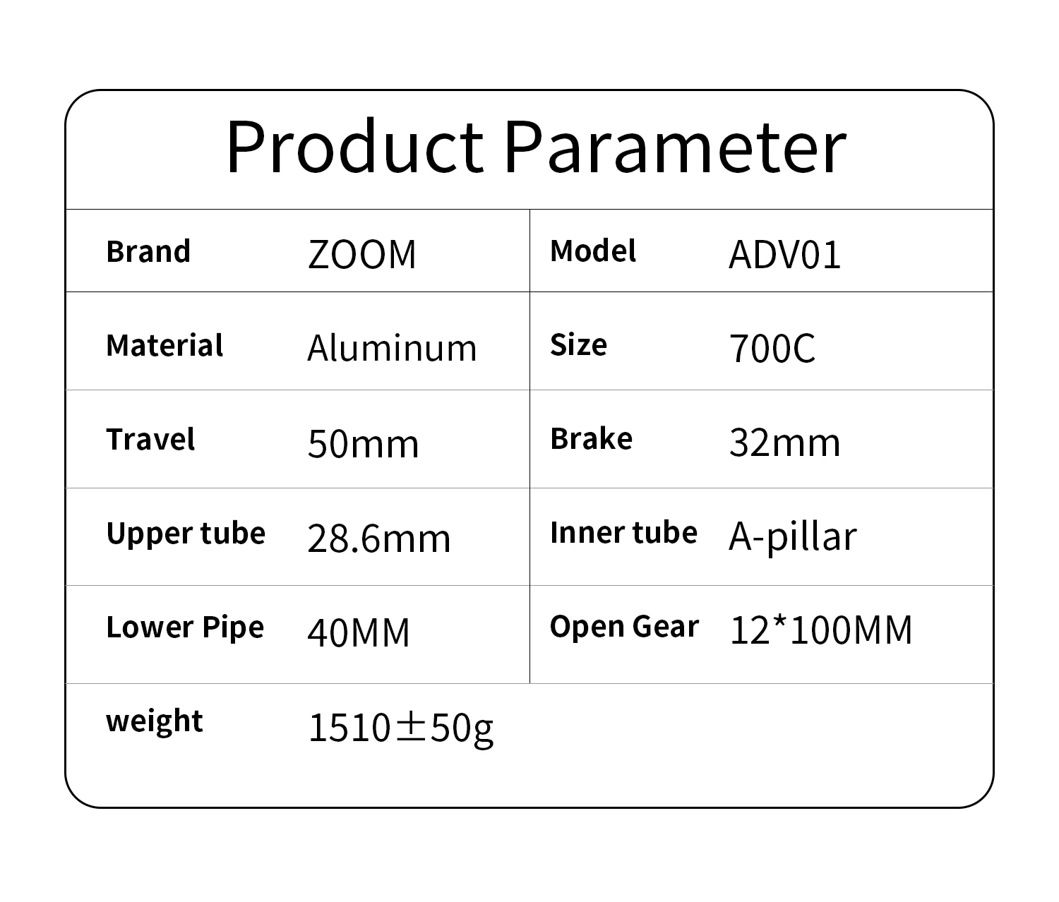 ZOOM 50mm Gravelbike-Rennrad-Stoßdämpfer-Luftfedergabel mit Lockout und Rückpralldämpfung für Ihr Fahrrad – Detail 2