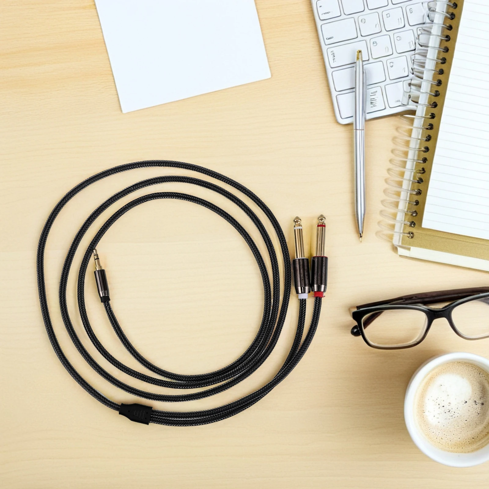 Kabel audio 8M, wytrzymały, do mikrofonu, gitary, na scenę, podwójny kabel stereo, rozdzielacz, przewód do słuchawek, przedłużacz do głośników