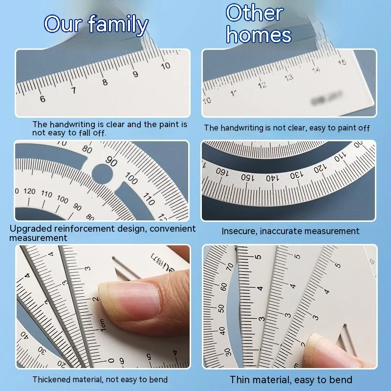 Aluminum Alloy Four-piece Ruler High Value Drawing Set Small Triangle Geometric Protractor Metal Ruler School Office Stationery