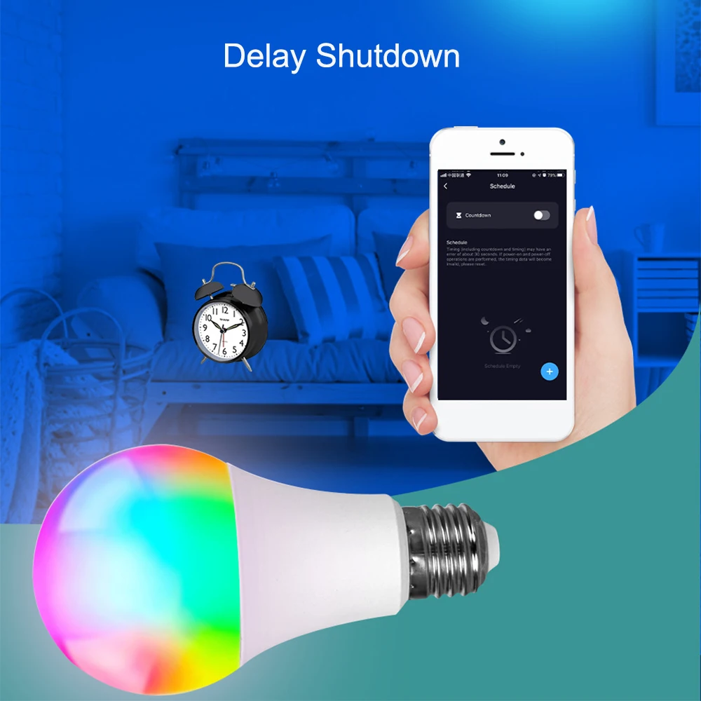 Tuya E27 LED Lights Bulb RGB CW WW Dimmable Lamp Smart Life APP Control Smart Bulb Work with Alexa Google  Assistant Home Decor