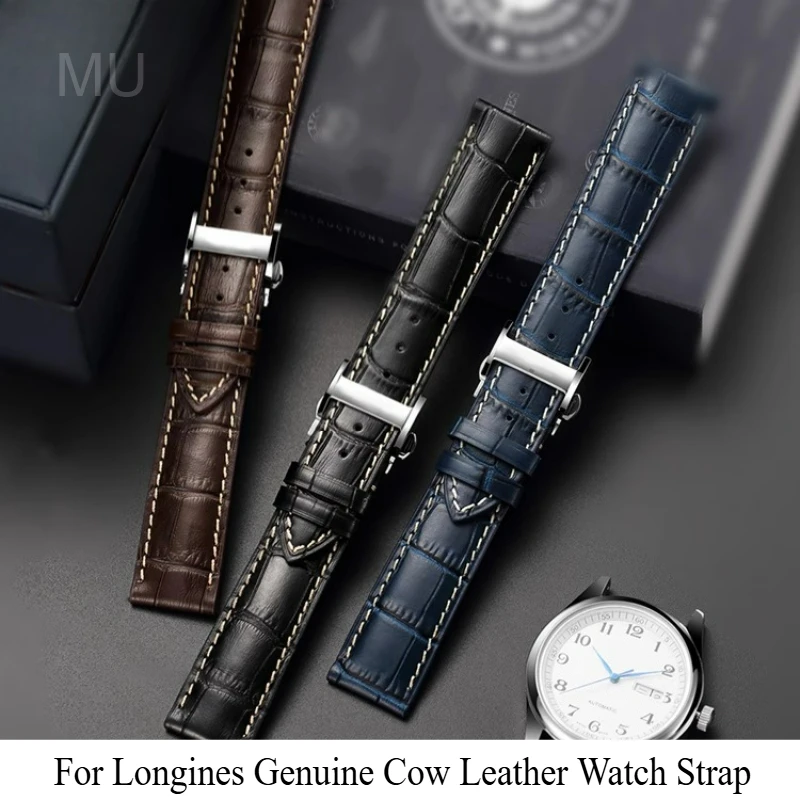 For Longines Master Collection Moonphase Genuine Leather Watch Strap 18/19/20/21/22mm Development Clasp Premium Soft Texture