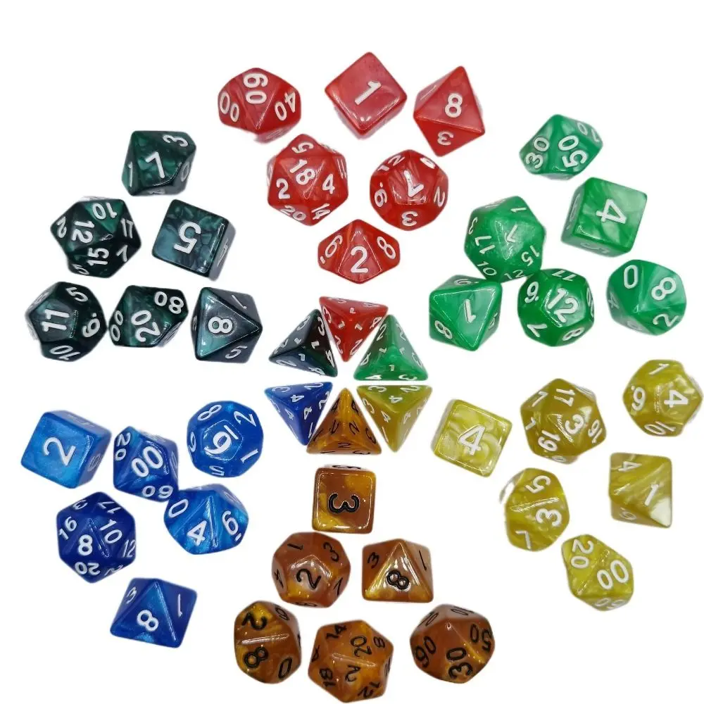 Glitter Dice Pearlized Role Playing Games Accessories Polyhedral Dice Set Digital Game Dice Double Color Dice Pearlescent Dice