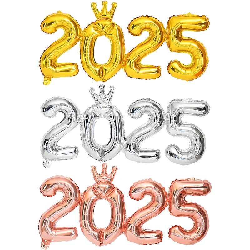 

3D Santa Claus Elk Balloons Gold Silver Crown 2025 Number Foil Balloons For New Year Festival Party Christmas Decoration Navidad