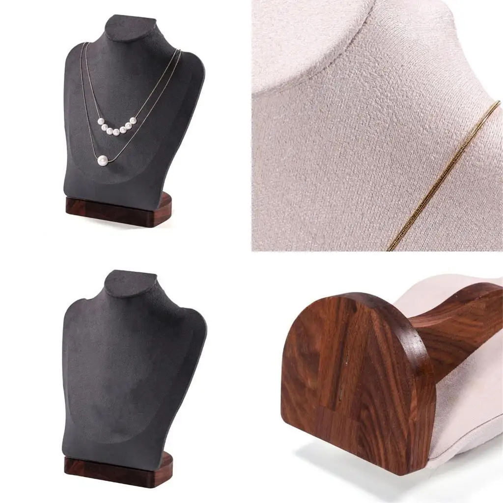 

652F Walnut Jewelry Holder Necklace Display Bust Multifunctional Mannequin Dresser Props for Displaying Necklaces