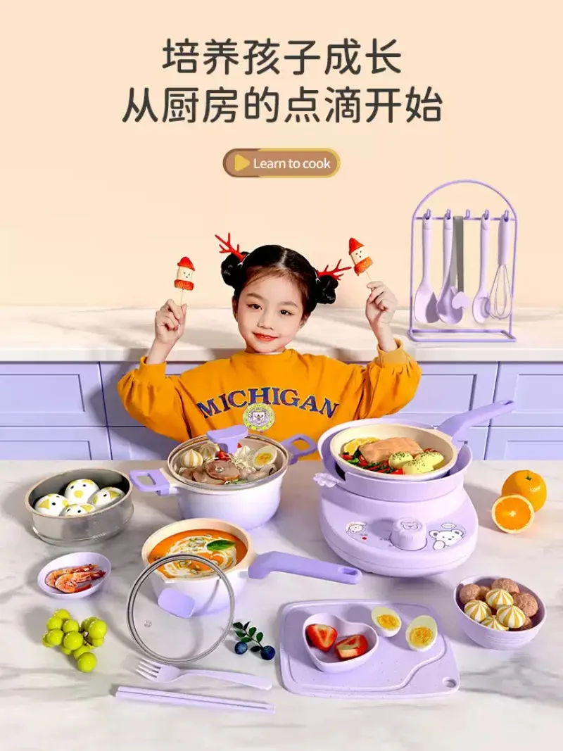 Mini Small Kitchen Cooking Full Set Children Cooking Kitchenware Real Version Cooking Girl Birthday Gift Suit