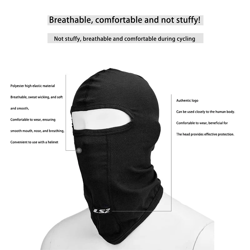 LS2 Original Motorcycle Balaclava Face Mask Men Mesh Breathable Ice Silk Motocross Riding Mask UV Sunscreen Motorcycle Headwear