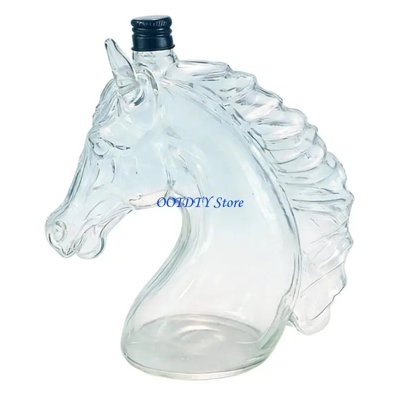 367A Elegant Clear Whisky Bottle with Artistic Horse Glass Texture for Club