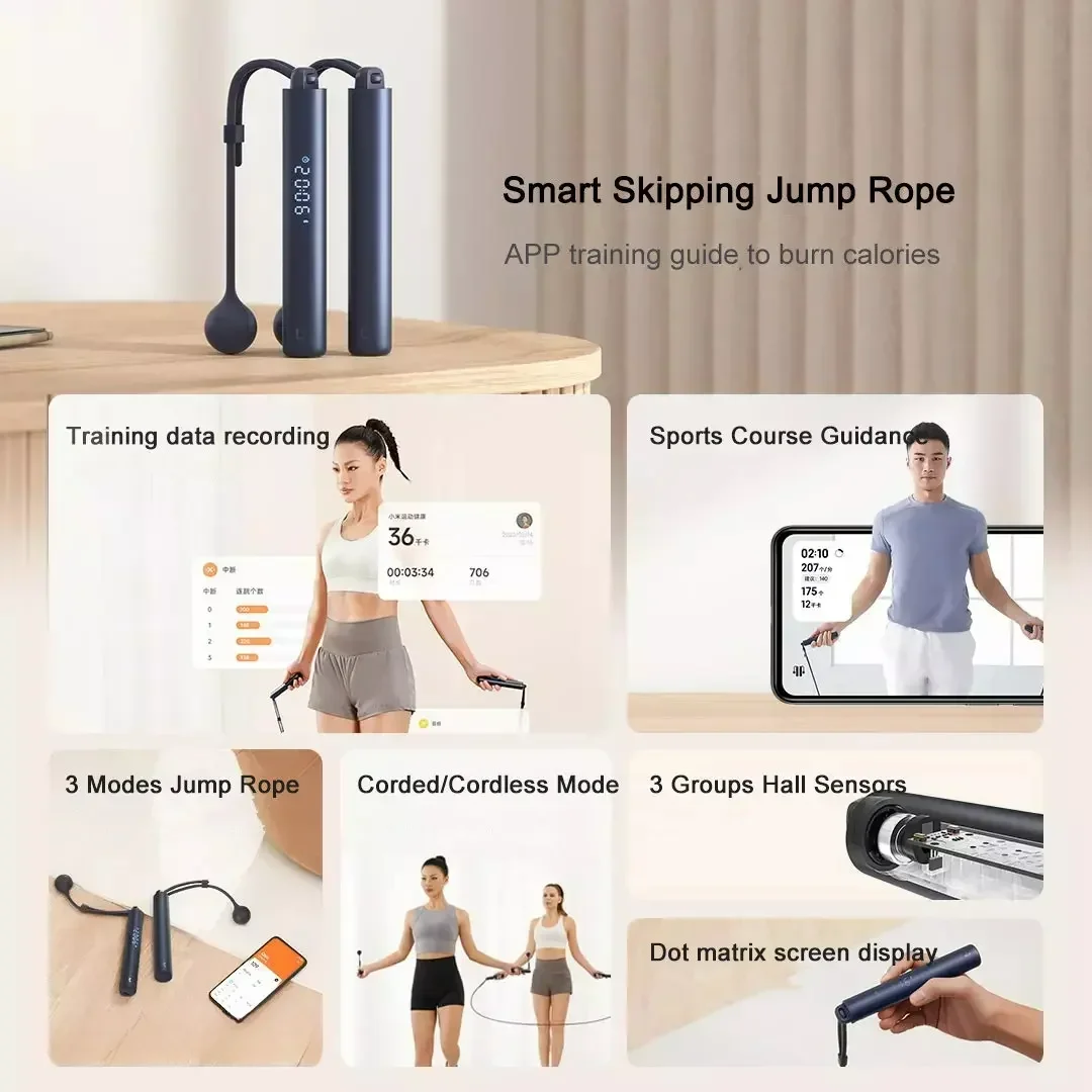 Xiaomi Mijia Smart Skipping Jump Rope Digital Counter App Control Calorie Calculation for Sport Fitness Exercise Lose Weight