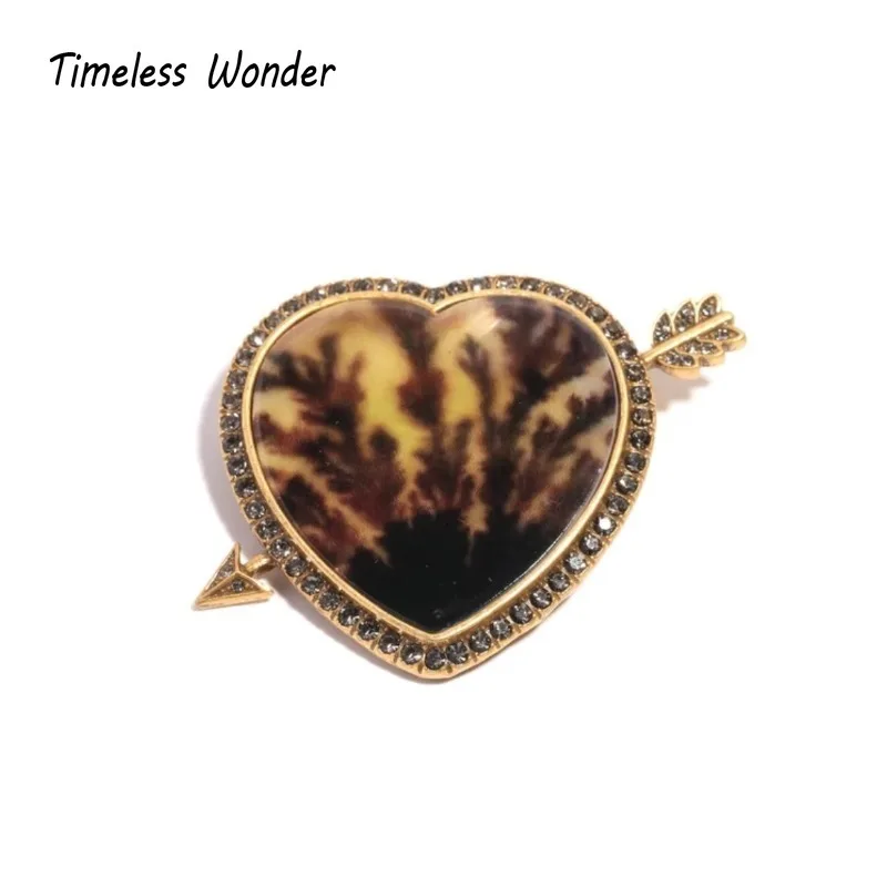 

Timeless Wonder Fancy Zircon Resin Heart Arrow Brooch Pins for Women Designer Jewelry Runway Top Luxury Rare Classy Gift 7523