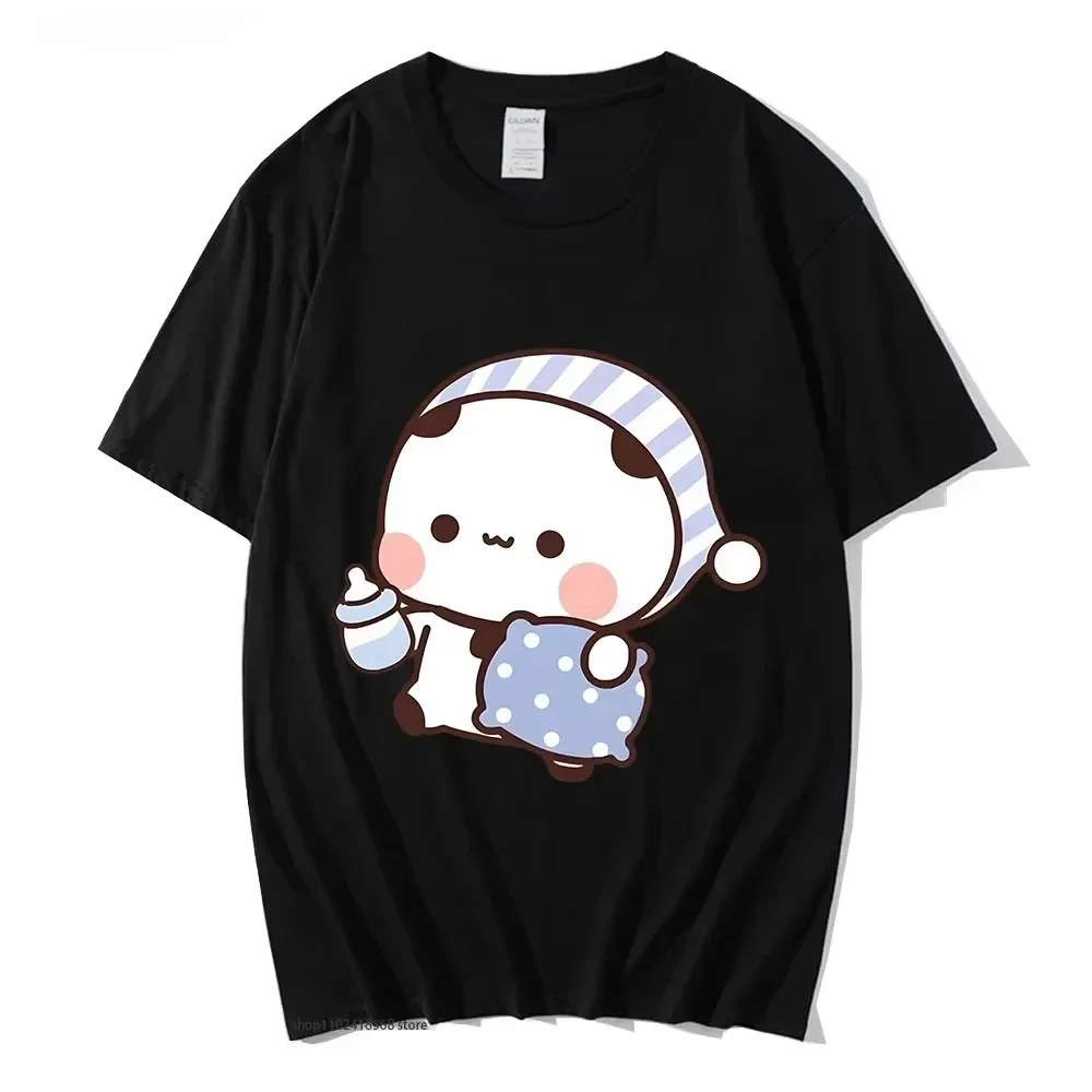

Couple Tshirt Cute BuBu Panda Going To Sleep with DuDu Bear Graphic Tshirt Women Clothes Sleeve Tops Women's Clothing