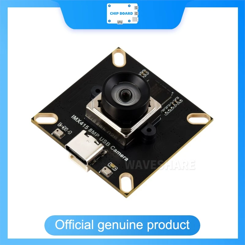 

Модуль USB-камеры Waveshare IMX415 8 МП с сенсором Sony IMX415, интерфейсом USB2.0, встроенными двойными микрофонами, низким уровнем искажений