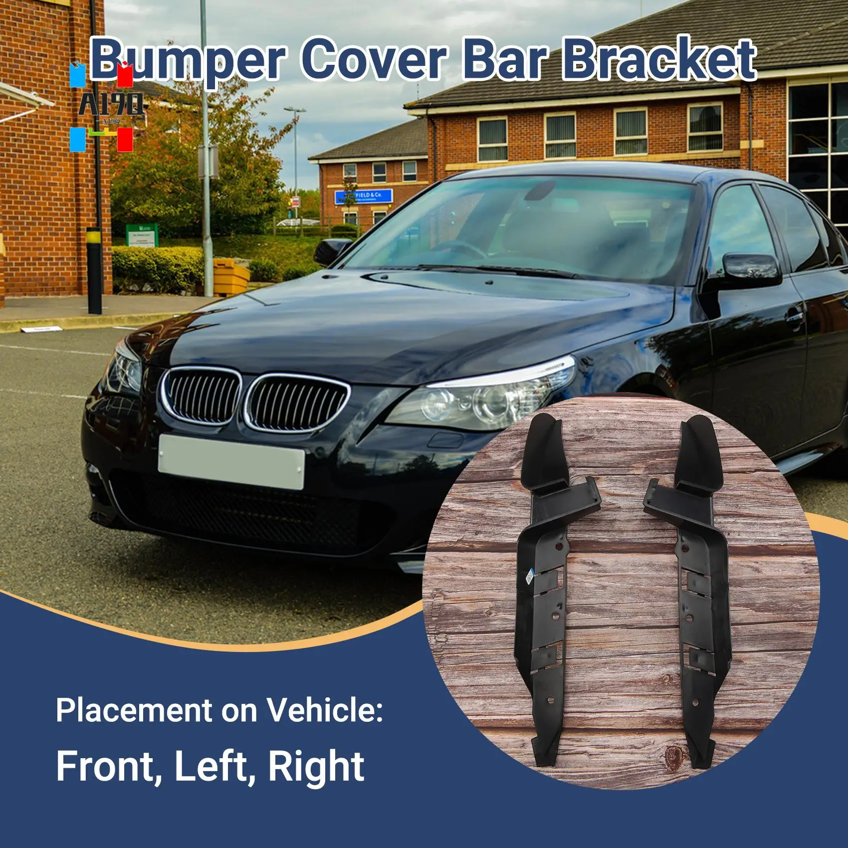 A19Q-Pair Front Left Right Bumper Guide Support Bracket 51117033705 51117033706 For-BMW E60 E61 525I 528I 530I 545I
