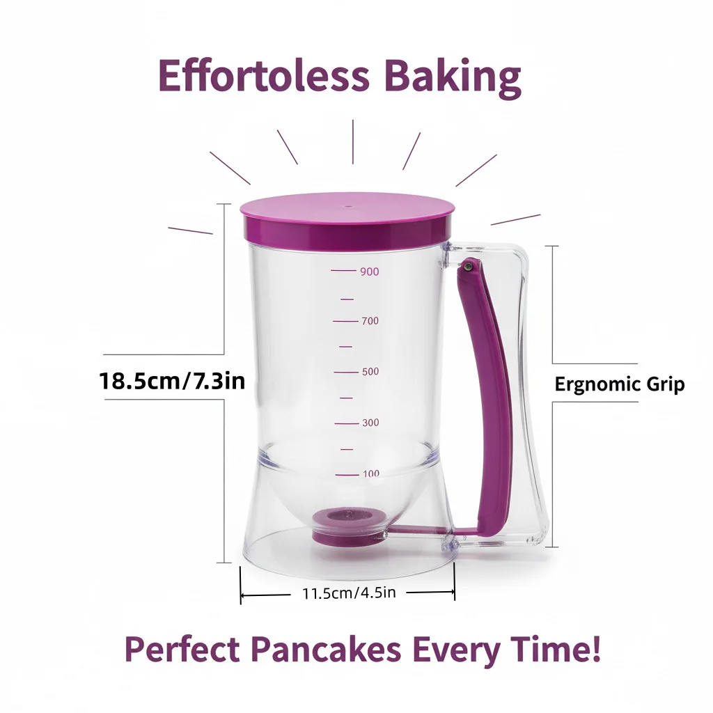 Upgraded Version 1 Pcs 900ml Batter Dispenser Hand-held Graduated Funnel Pastry Dough Dispensador For Pancake Cupcakes Cake