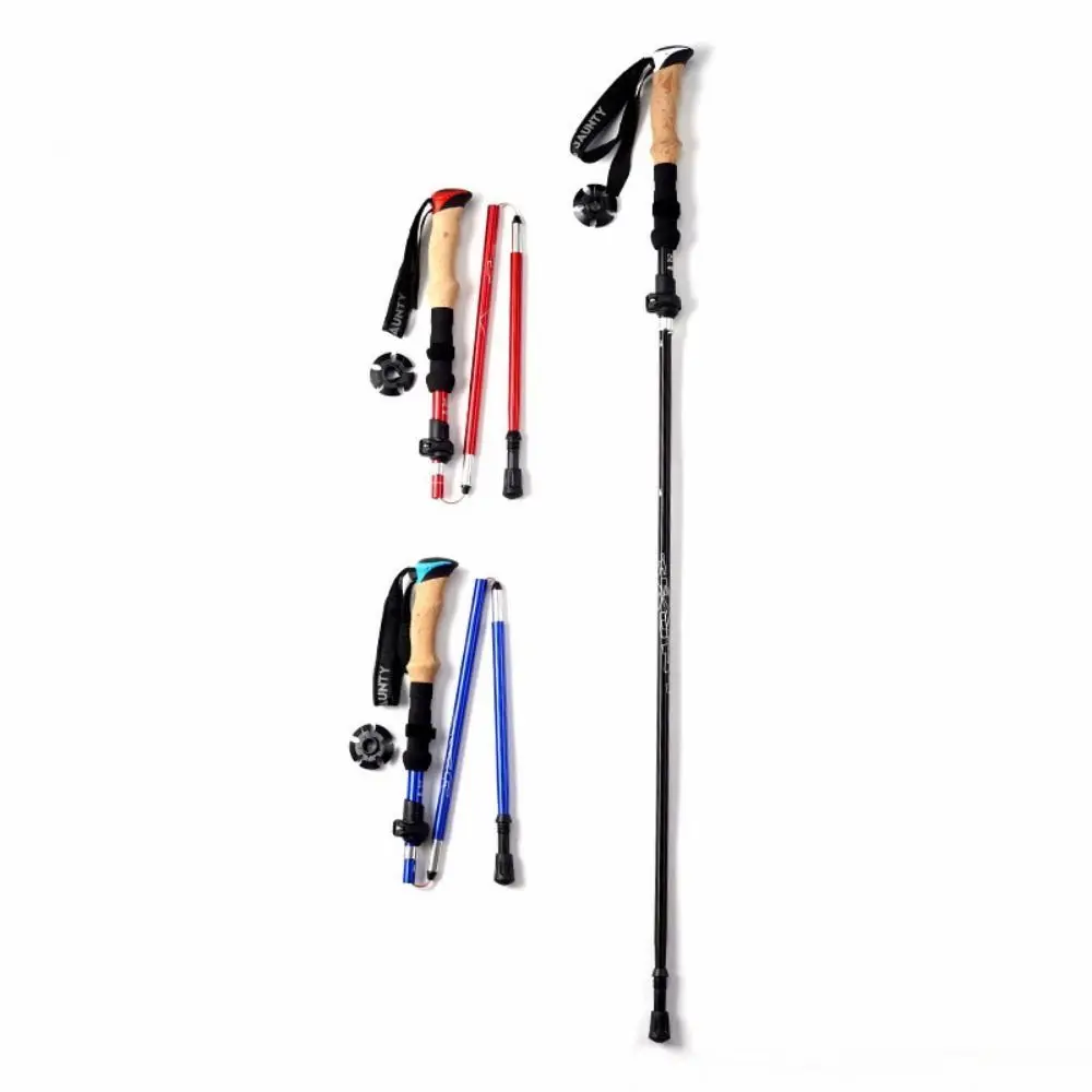 Aluminum Outdoor Trekking Poles 5 Section Quick Adjustable Locks Cross Country Cane Ultralight Folding Wading Staff Camping